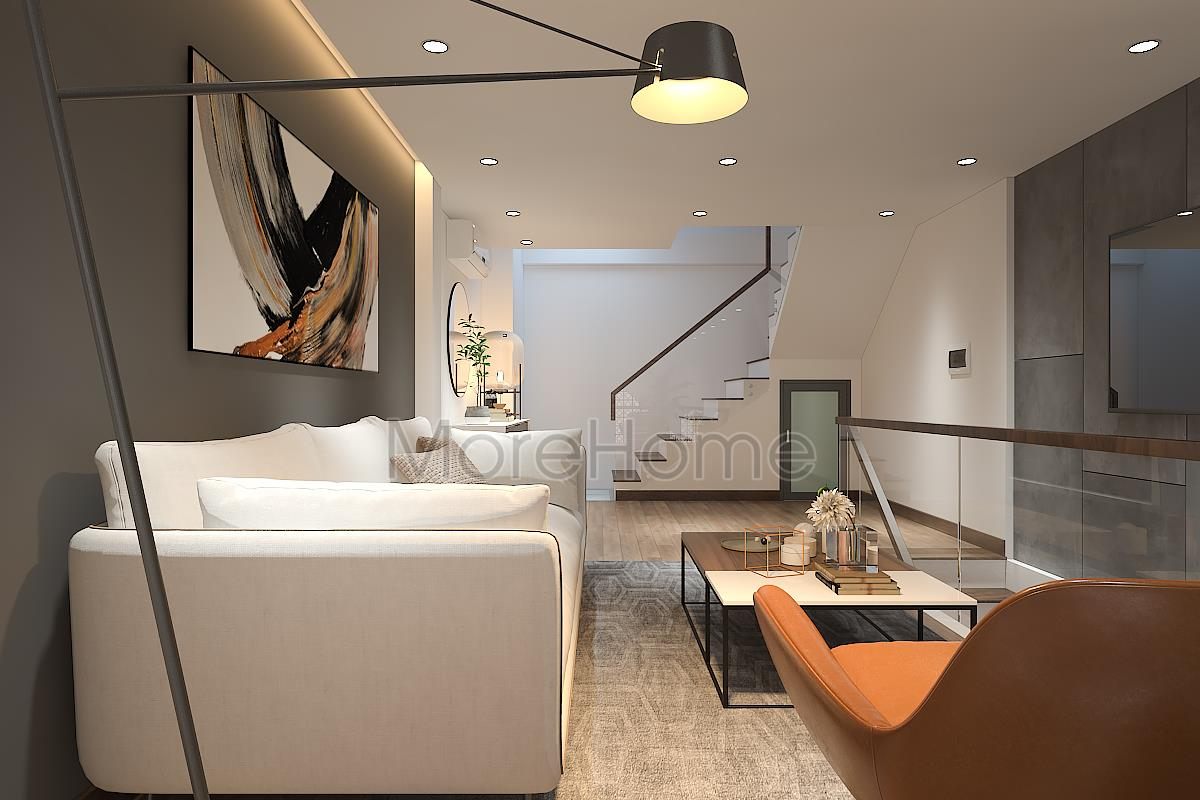 Thiết kế nội thất phòng khách nhà ống An Dương Tây Hồ 